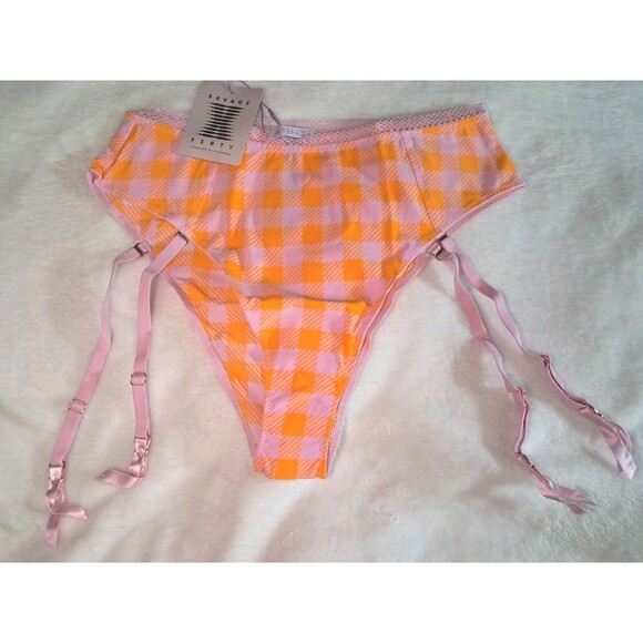 Savage Fenty Size M Gingham Remix High-Waist Cheeky Undie Garter Check’d Out NWT - Picture 3 of 9